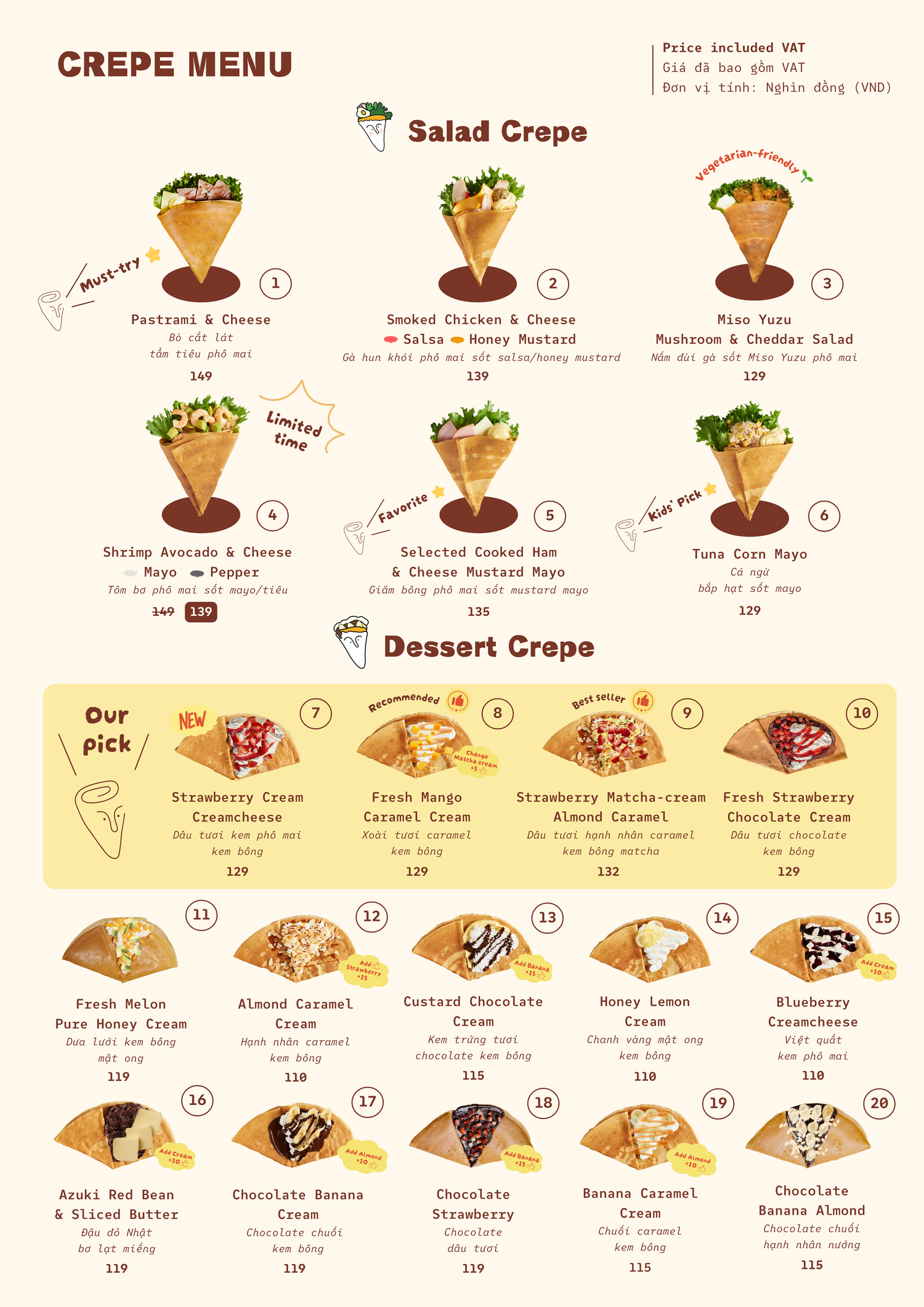 Thực đơn Chidori Crepe trang 1