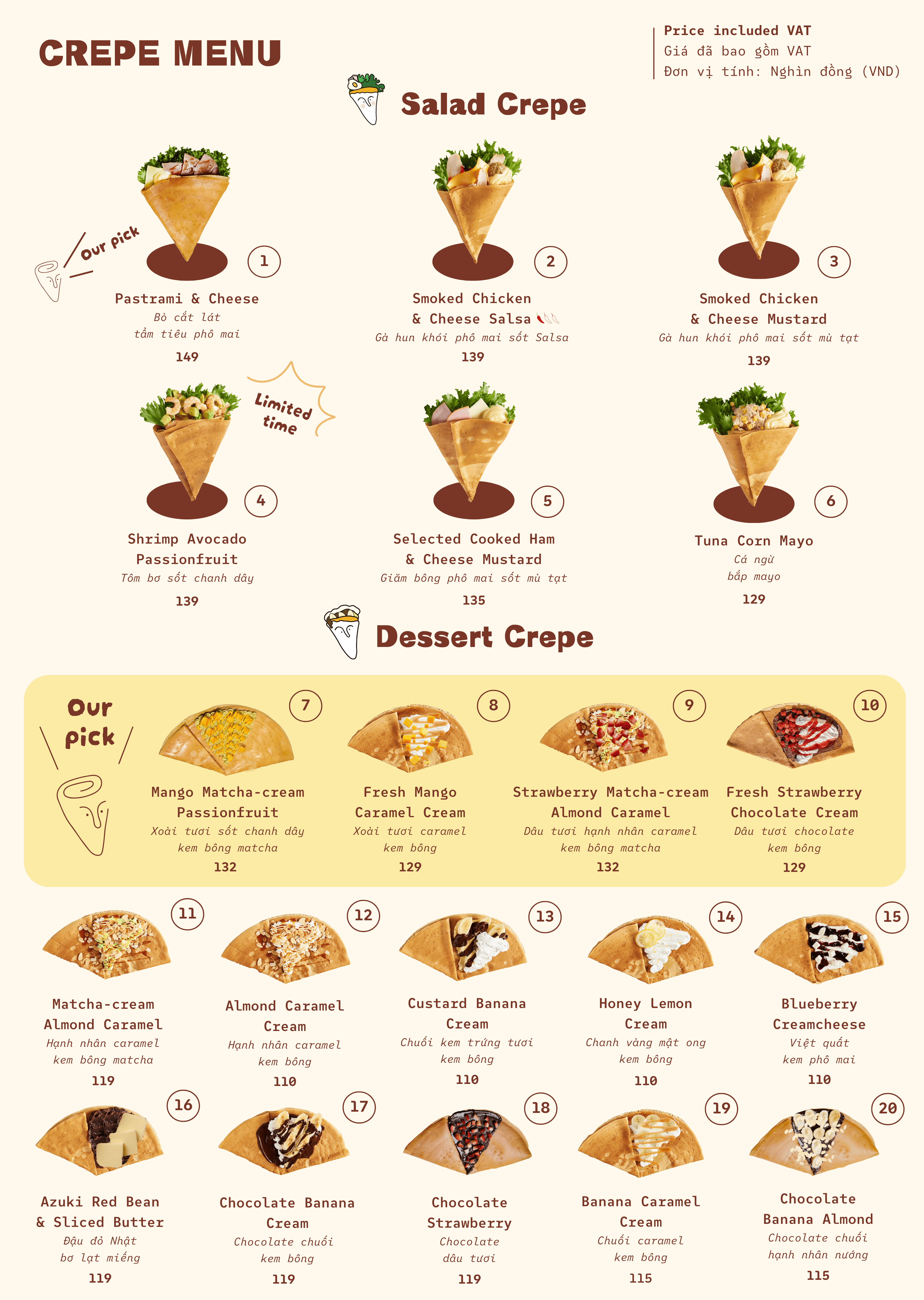 Thực đơn Chidori Crepe trang 1