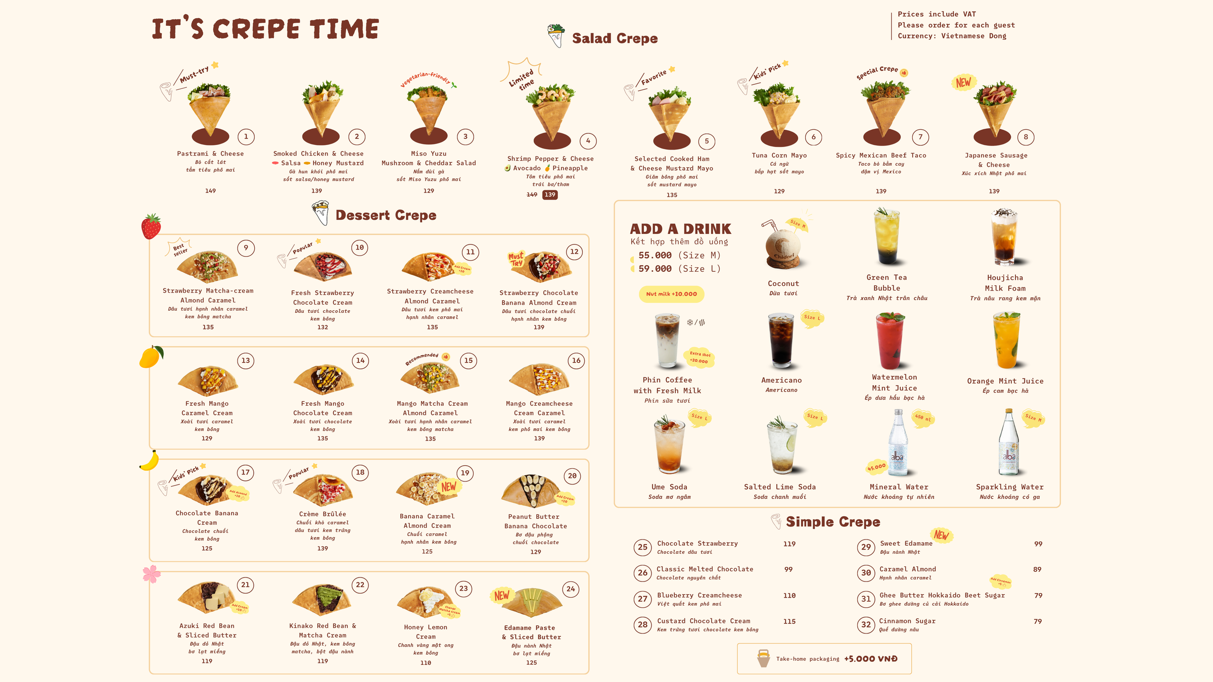 Thực đơn Chidori Crepe trang 1