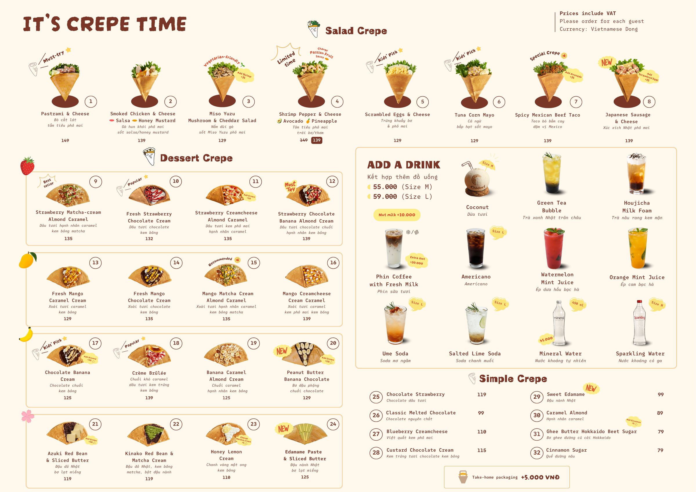 Thực đơn Chidori Crepe trang 1