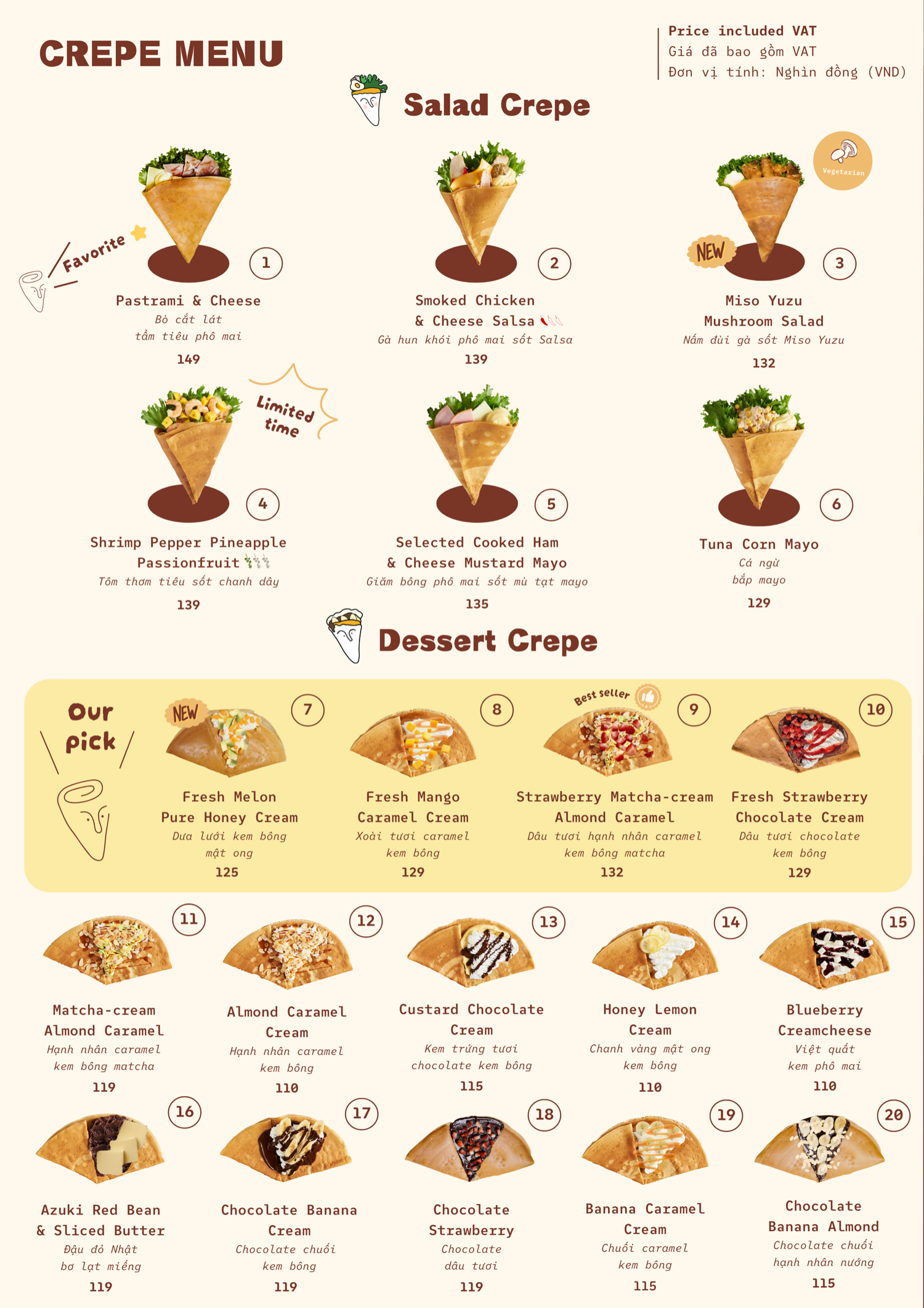 Thực đơn Chidori Crepe trang 1