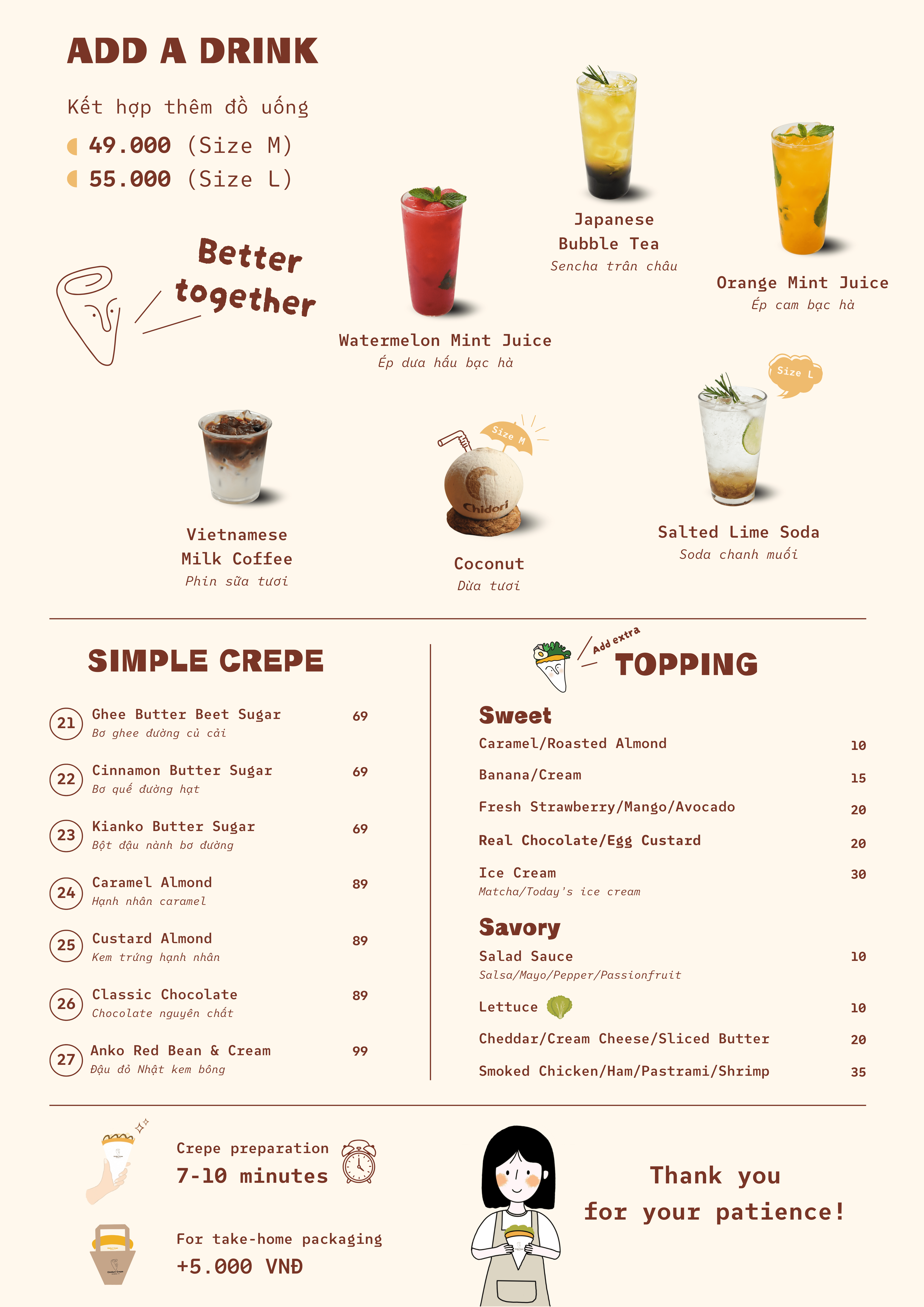 Thực đơn Chidori Crepe trang 2