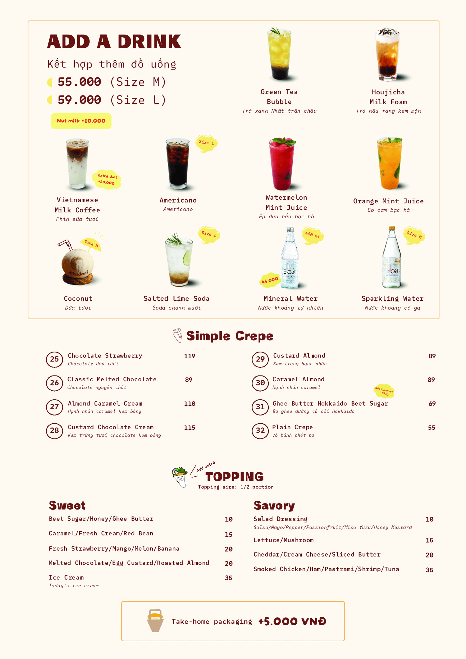 Chidori Crepe menu page 2